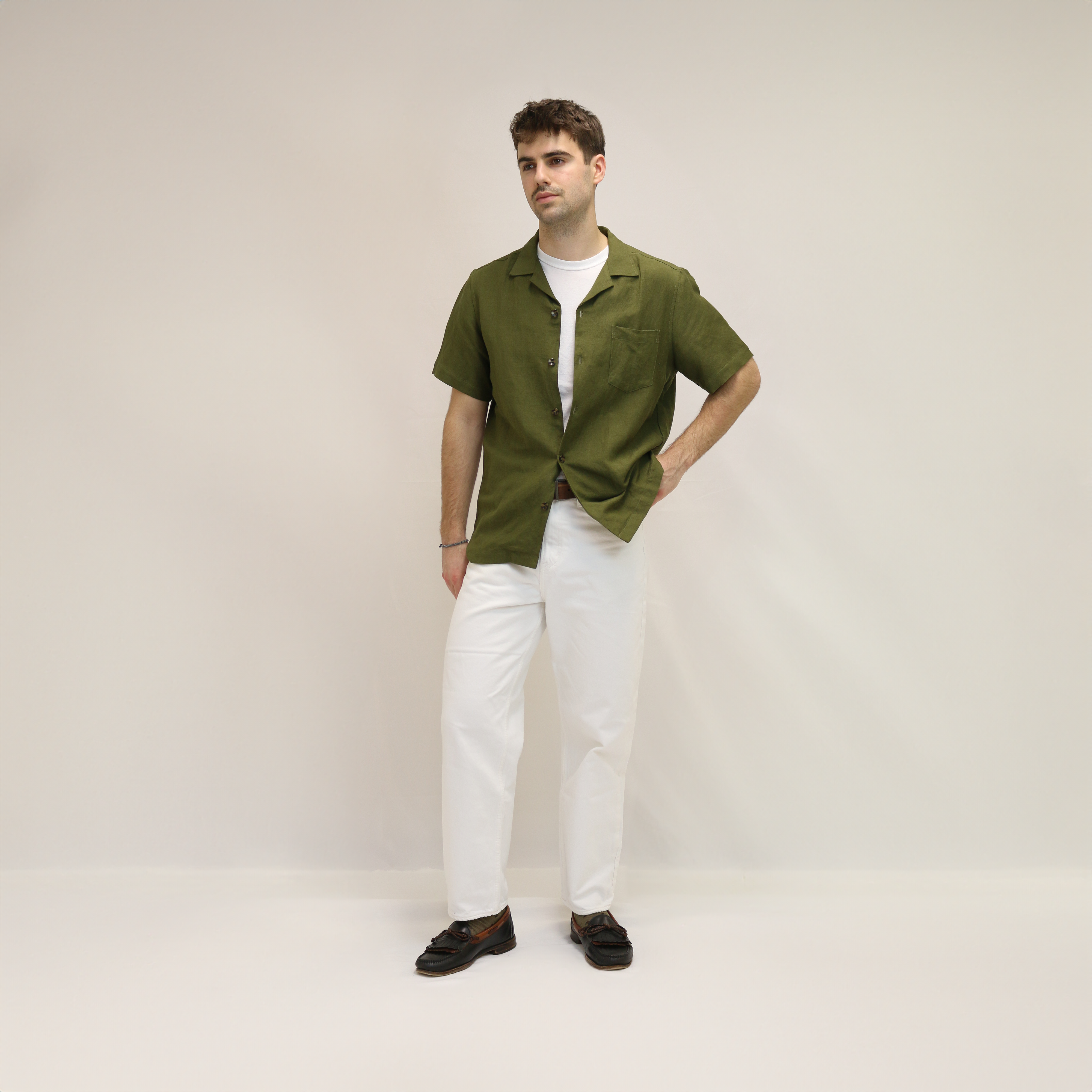 Classic Camp Collar Linen Shirt